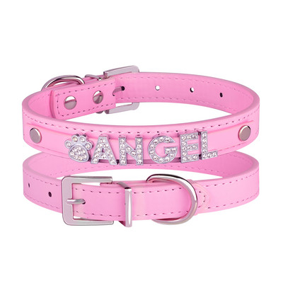 Prilagodljiva ogrlica s imenom ljubimca Personalizirana kožna ogrlica za pse sa dijamantima DIY pločica za pse Rodno neutralni pribor za pse Dodaci za pse