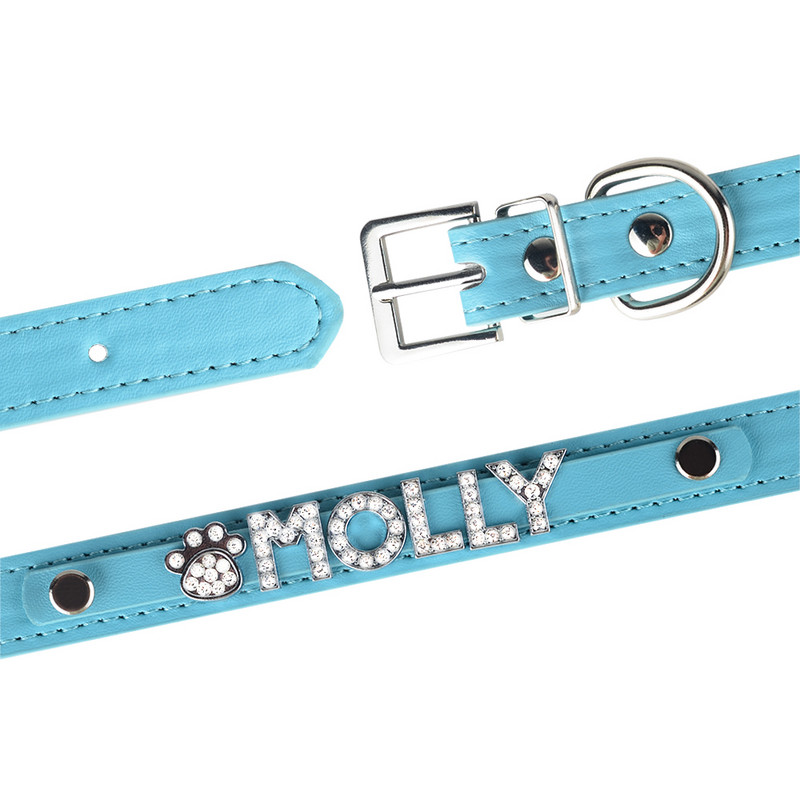 Prilagodljiva ogrlica s imenom ljubimca Personalizirana kožna ogrlica za pse sa dijamantima DIY pločica za pse Rodno neutralni pribor za pse Dodaci za pse