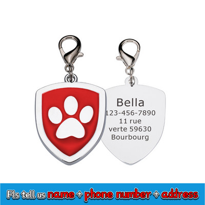 Prilagođena pločica za pse s ugraviranim dodacima za ogrlicu za pse personalizirana mačka Štene ID oznaka od nehrđajućeg čelika Šapa Oznake s imenom Privjesak Anti-lost