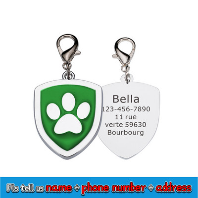 Prilagođena pločica za pse s ugraviranim dodacima za ogrlicu za pse personalizirana mačka Štene ID oznaka od nehrđajućeg čelika Šapa Oznake s imenom Privjesak Anti-lost