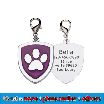 Prilagođena pločica za pse s ugraviranim dodacima za ogrlicu za pse personalizirana mačka Štene ID oznaka od nehrđajućeg čelika Šapa Oznake s imenom Privjesak Anti-lost