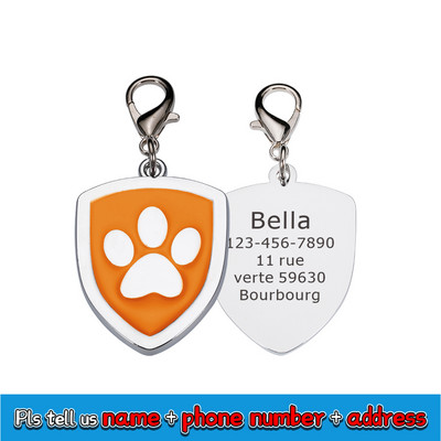 Prilagođena pločica za pse s ugraviranim dodacima za ogrlicu za pse personalizirana mačka Štene ID oznaka od nehrđajućeg čelika Šapa Oznake s imenom Privjesak Anti-lost