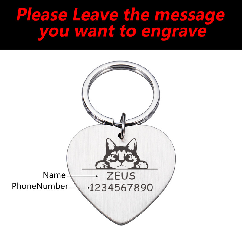 Tasuta graveeritud lemmiklooma ID-sildid Isikupärastatud KittenTag lemmikloomadele Nimekaelarihmad kassidele Kohandatud nime ID Kassipoegade kaelarihm kasside tarvikud