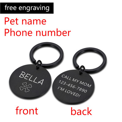 Εξατομικευμένο κολάρο σκύλου Ετικέτα ταυτότητας κατοικίδιου χαραγμένο όνομα Διεύθυνση τηλεφώνου Όνομα ταυτότητας κατοικίδιου για γάτα κουτάβι σκύλου Κρεμαστό μπρελόκ Αξεσουάρ για κατοικίδια