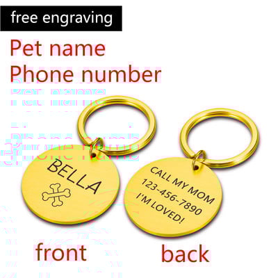 Εξατομικευμένο κολάρο σκύλου Ετικέτα ταυτότητας κατοικίδιου χαραγμένο όνομα Διεύθυνση τηλεφώνου Όνομα ταυτότητας κατοικίδιου για γάτα κουτάβι σκύλου Κρεμαστό μπρελόκ Αξεσουάρ για κατοικίδια