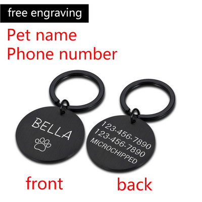 Εξατομικευμένο κολάρο σκύλου Ετικέτα ταυτότητας κατοικίδιου χαραγμένο όνομα Διεύθυνση τηλεφώνου Όνομα ταυτότητας κατοικίδιου για γάτα κουτάβι σκύλου Κρεμαστό μπρελόκ Αξεσουάρ για κατοικίδια