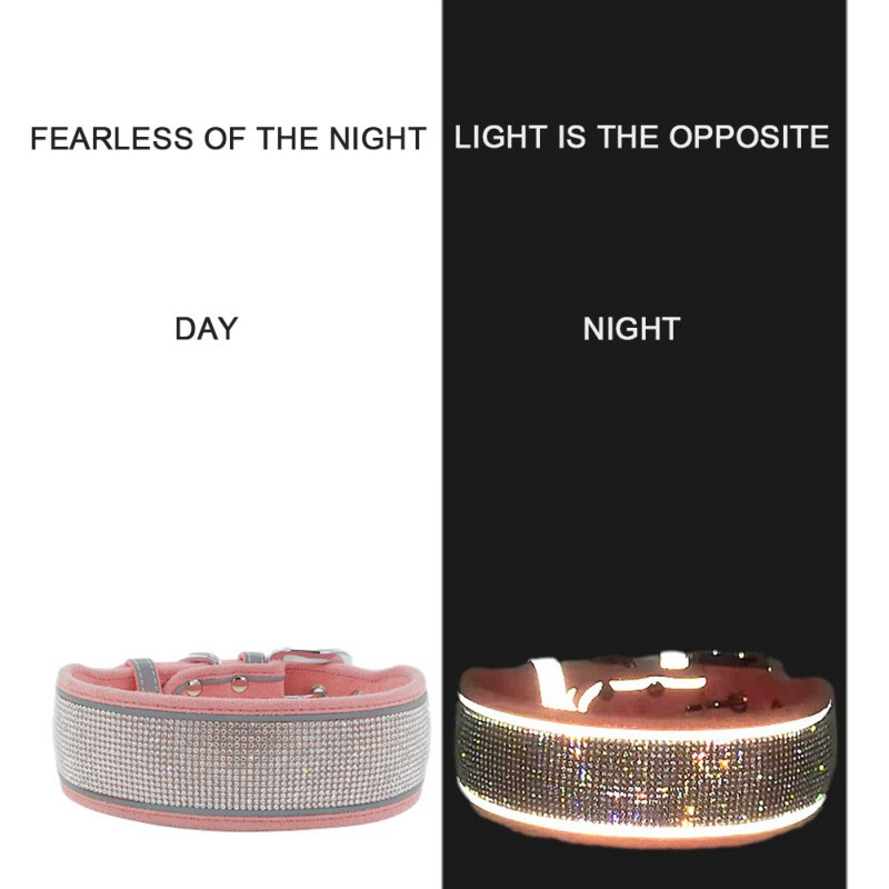 PanDaDa Guler pentru câine reflectorizant pentru animale de companie Guler de lux cu strass Guler pentru câini mijlociu mare Accesorii pentru câini pentru articole pentru animale de companie Colier