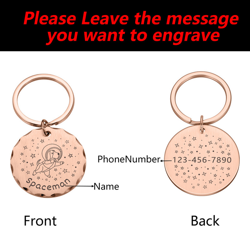 Guler personalizat pentru câini Etichete de identificare pentru adresă pentru câini Medalie cu nume gravat Accesorii personalizabile pentru cățeluș pentru pisoi Colier cu lanț