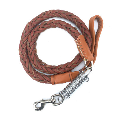 Piele de vacă naturală Câine mare Lesă frânghie țesut câine mare frânghie de tracțiune Arc rezistent la șocuri Centura de tracțiune pentru plimbare Guler