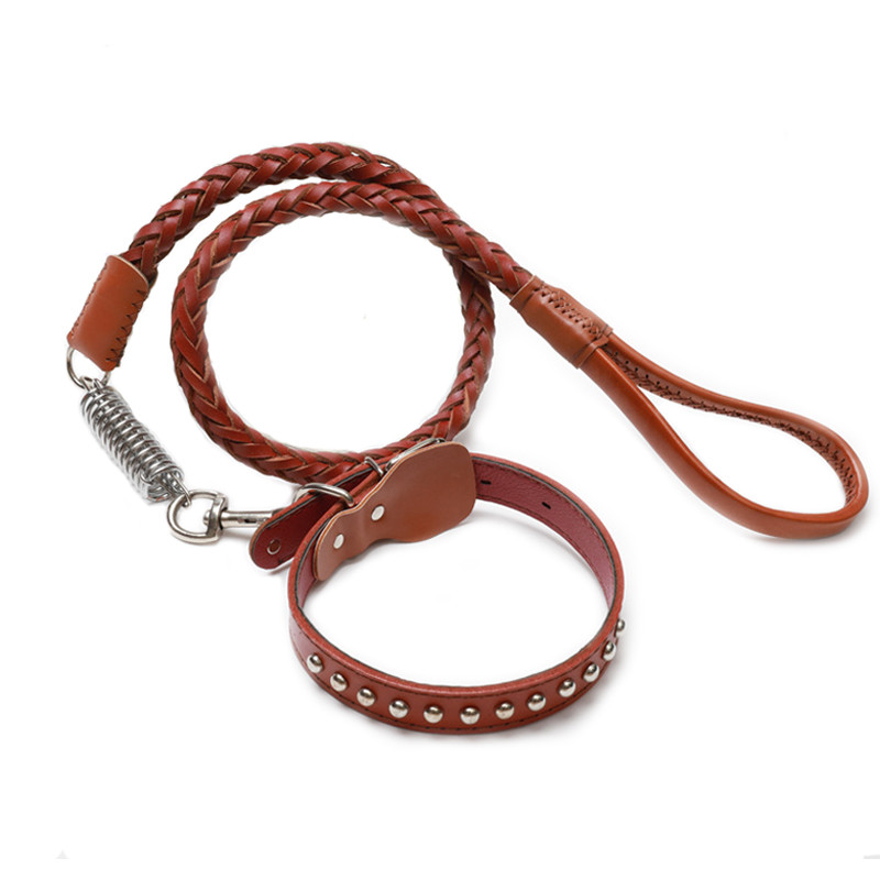 Piele de vacă naturală Câine mare Lesă frânghie țesut câine mare frânghie de tracțiune Arc rezistent la șocuri Centura de tracțiune pentru plimbare Guler