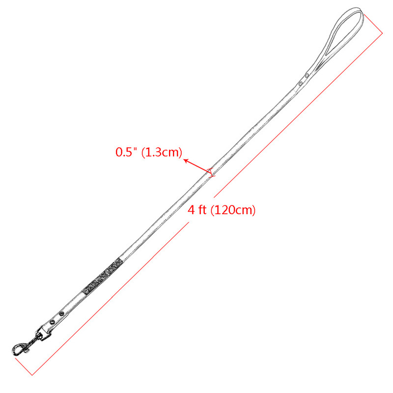 Bling Lesă pentru cățeluș cu stras strălucitor Câine, pisică, pisicuță, lesă de plimbare, plumb pentru animale de companie, pentru câini de talie mică, Chihuahua Yorkshire, 120 cm