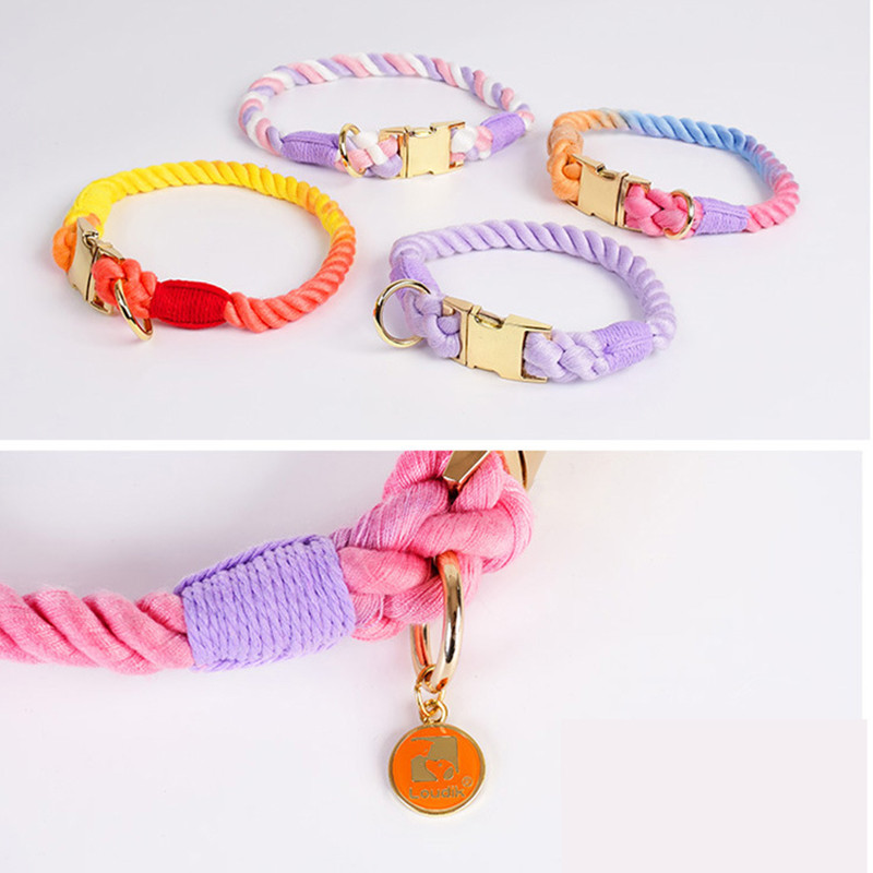 Rainbow Dog Collar Pet Puppy Walking Training Dog Colle με μεταλλική πόρπη για μεγάλο μεσαίο μικρό λουράκι, βαμβακερό κολάρο για σκύλους