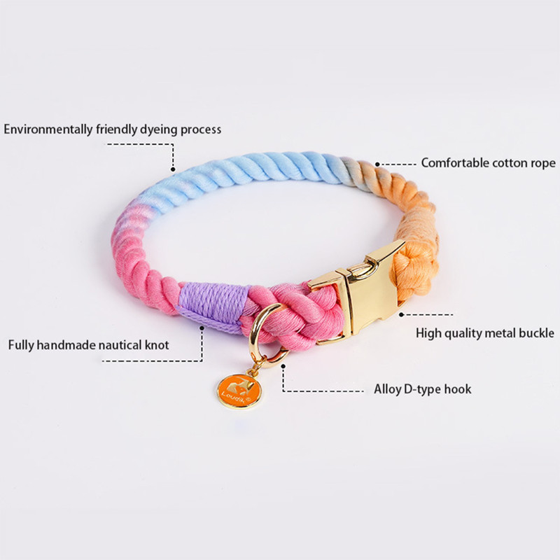 Rainbow Dog Collar Pet Puppy Walking Training Dog Colle με μεταλλική πόρπη για μεγάλο μεσαίο μικρό λουράκι, βαμβακερό κολάρο για σκύλους