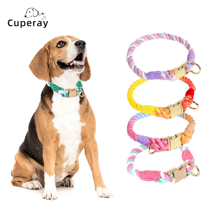 Rainbow Dog Collar Pet Puppy Walking Training Dog Colle με μεταλλική πόρπη για μεγάλο μεσαίο μικρό λουράκι, βαμβακερό κολάρο για σκύλους