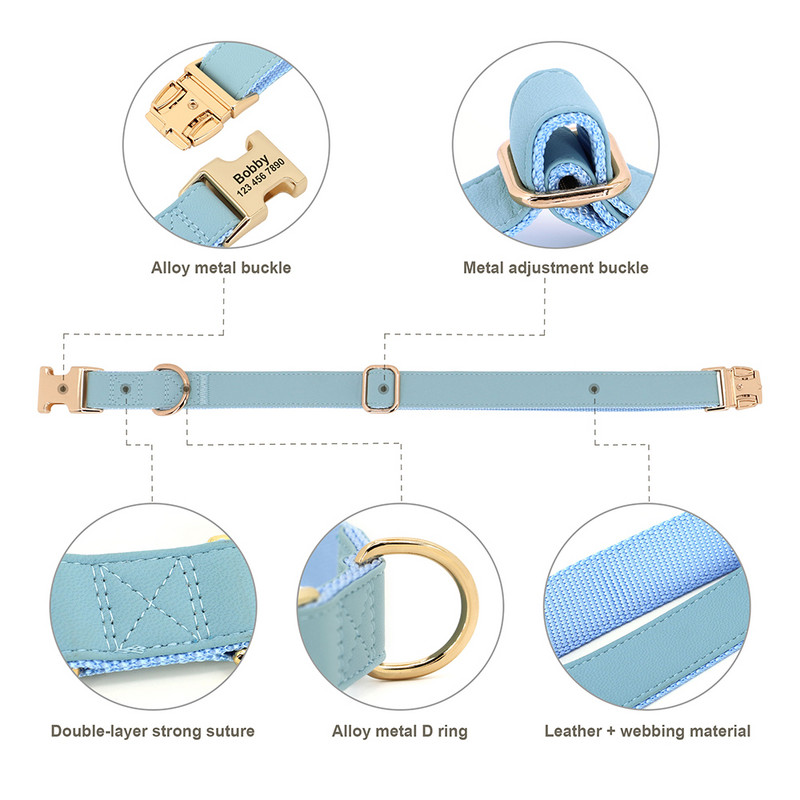 Isikupärastatud koera nimeline kaelarihm nahast nailonist koerte ID-pandlaga kaelarihmad lemmiklooma nimesildiga kaelakee väikestele suurtele koertele Pitbull