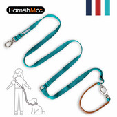 HamshMoc 5 în 1, multifuncțional, reglabil, plumb pentru câini, fără mâini, lesă pentru dresaj pentru animale de companie, lesă multifuncțională pentru câini, plimbare 2 câini