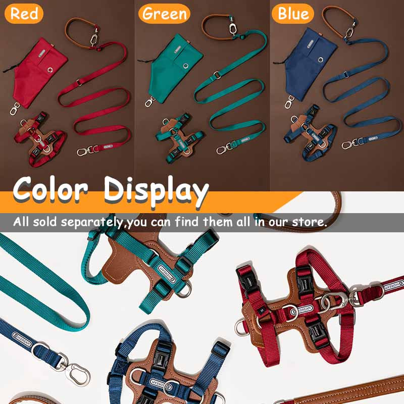 HamshMoc 5 în 1, multifuncțional, reglabil, plumb pentru câini, fără mâini, lesă pentru dresaj pentru animale de companie, lesă multifuncțională pentru câini, plimbare 2 câini