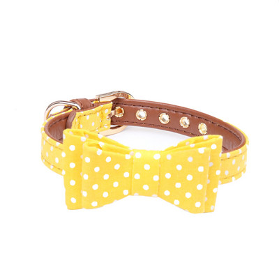 pawstrip 4 culori cu puncte guler câine mic Bandana din piele moale lesă pentru câine arc drăguț guler pisică ceașcă de ceai chihuahua guler lesă plumb