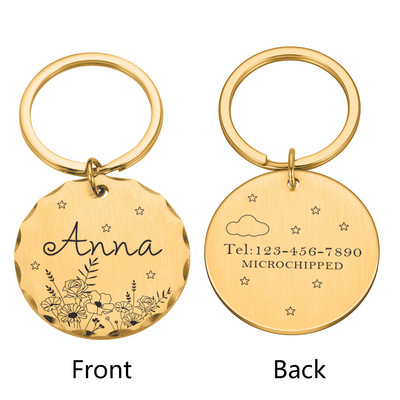 Etichetă de identificare pentru animale de companie gravată gratuită, personalizată, anti-pierdere, nume, nume de identificare pentru animale de companie, pisica, cățeluș, etichetă pentru câini, breloc cu pandantiv, accesorii pentru animale de companie