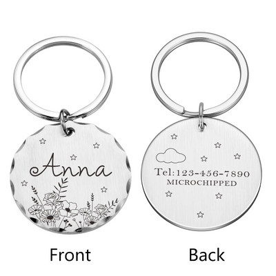 Etichetă de identificare pentru animale de companie gravată gratuită, personalizată, anti-pierdere, nume, nume de identificare pentru animale de companie, pisica, cățeluș, etichetă pentru câini, breloc cu pandantiv, accesorii pentru animale de companie