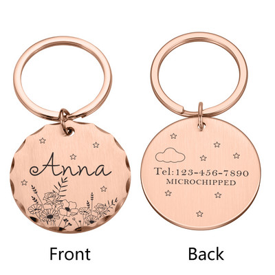 Etichetă de identificare pentru animale de companie gravată gratuită, personalizată, anti-pierdere, nume, nume de identificare pentru animale de companie, pisica, cățeluș, etichetă pentru câini, breloc cu pandantiv, accesorii pentru animale de companie