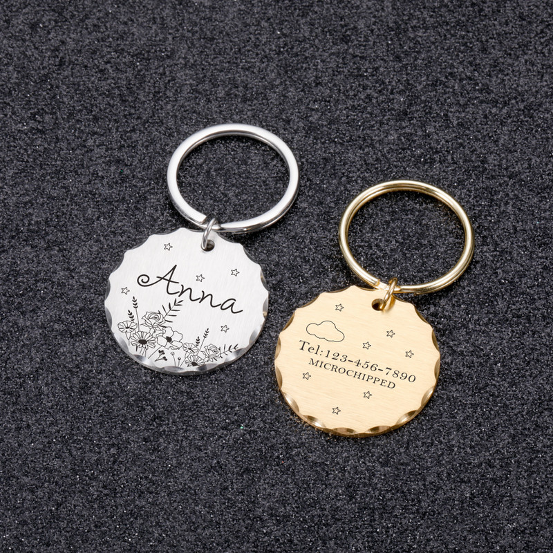 Etichetă de identificare pentru animale de companie gravată gratuită, personalizată, anti-pierdere, nume, nume de identificare pentru animale de companie, pisica, cățeluș, etichetă pentru câini, breloc cu pandantiv, accesorii pentru animale de companie