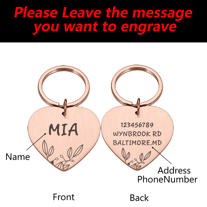 Tasuta kohandatud koeranime identifitseerimise ripats, graveeritud isikupärastatud koera kaelarihma silt Metallist kassi ID-sildid identifitseerimise lemmikloomad tarvik