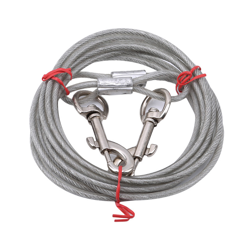 Visokokvalitetni 5 mm * 3 m produljeni čelični žičani konopci za pse, lanac, dvostruki kraj, povodac za pse, kabel s dvije glave, metalne kuke, olovo