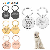 Etichete pentru animale de companie Etichetă personalizată de identificare pentru câine Plăcuță cu nume gravată Ustom pentru cățeluș Accesoriu anti-pierdere Breloc metal cu pandantiv