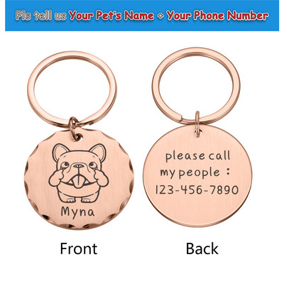Etichete pentru animale de companie Etichetă personalizată de identificare pentru câine Plăcuță cu nume gravată Ustom pentru cățeluș Accesoriu anti-pierdere Breloc metal cu pandantiv
