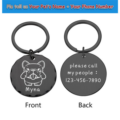 Etichete pentru animale de companie Etichetă personalizată de identificare pentru câine Plăcuță cu nume gravată Ustom pentru cățeluș Accesoriu anti-pierdere Breloc metal cu pandantiv
