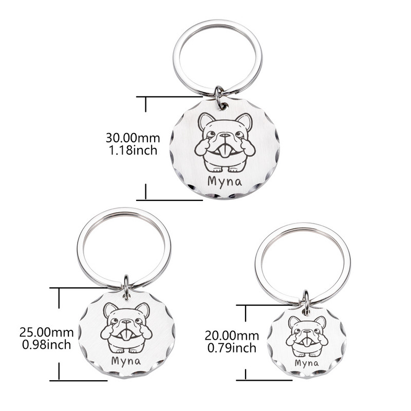 Etichete pentru animale de companie Etichetă personalizată de identificare pentru câine Plăcuță cu nume gravată Ustom pentru cățeluș Accesoriu anti-pierdere Breloc metal cu pandantiv