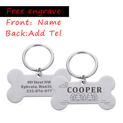 Besplatna prilagođena oznaka za pse s ugraviranim imenom i telefonskom adresom ID oznaka protiv gubitka Prikladna za psa, mačku, kućnog ljubimca, nehrđajuća ogrlica za mačke Dodatna pločica s imenom