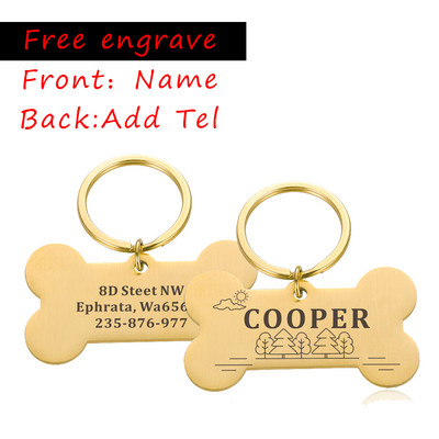 Besplatna prilagođena oznaka za pse s ugraviranim imenom i telefonskom adresom ID oznaka protiv gubitka Prikladna za psa, mačku, kućnog ljubimca, nehrđajuća ogrlica za mačke Dodatna pločica s imenom