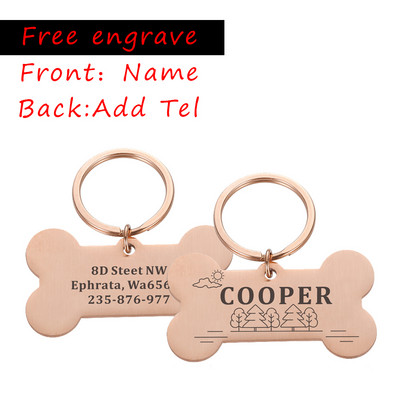 Besplatna prilagođena oznaka za pse s ugraviranim imenom i telefonskom adresom ID oznaka protiv gubitka Prikladna za psa, mačku, kućnog ljubimca, nehrđajuća ogrlica za mačke Dodatna pločica s imenom