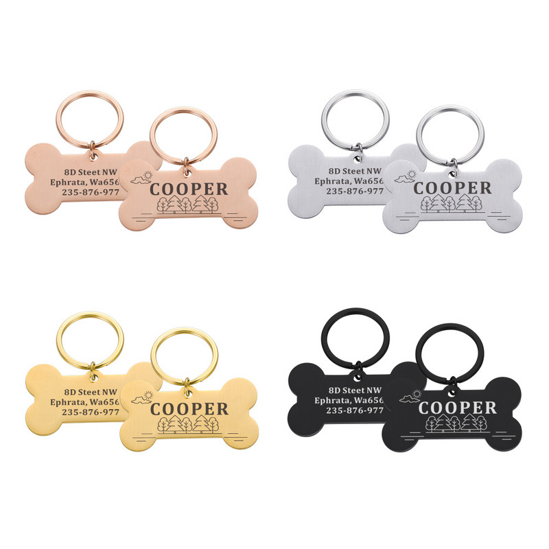 Besplatna prilagođena oznaka za pse s ugraviranim imenom i telefonskom adresom ID oznaka protiv gubitka Prikladna za psa, mačku, kućnog ljubimca, nehrđajuća ogrlica za mačke Dodatna pločica s imenom