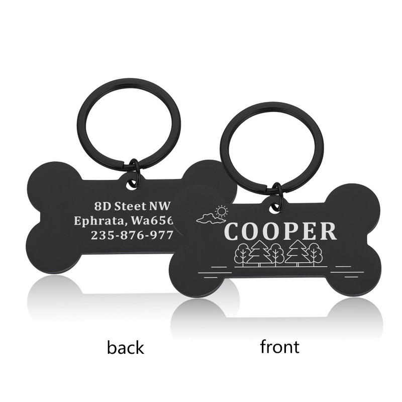 Besplatna prilagođena oznaka za pse s ugraviranim imenom i telefonskom adresom ID oznaka protiv gubitka Prikladna za psa, mačku, kućnog ljubimca, nehrđajuća ogrlica za mačke Dodatna pločica s imenom