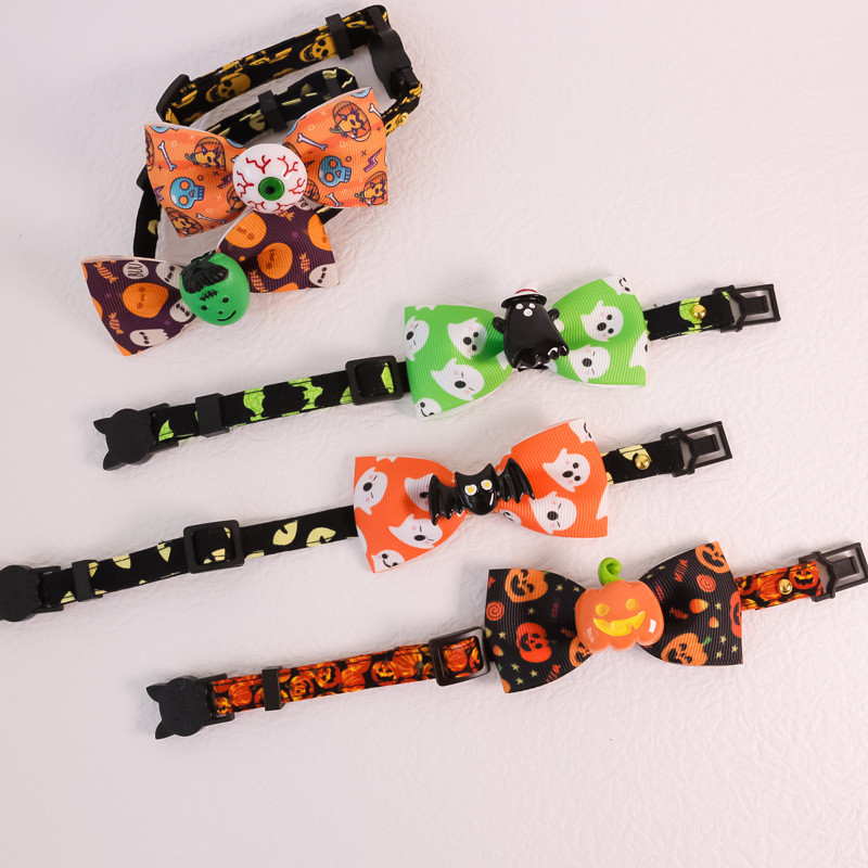 Guler pentru câini Nou Halloween Reglabil Clopoțel Animal de companie Guler pisică Amuzant drăguț Pisicuță Colier Cățeluș Samll Dimensiune medie 18-32CM 1BUC Guler