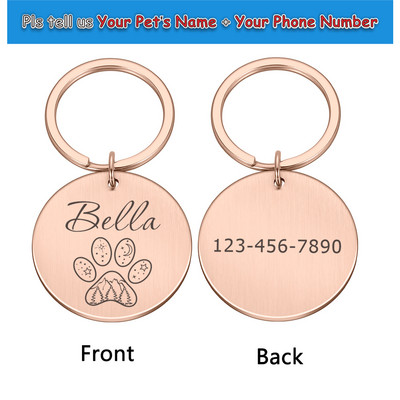 Etichetă de identificare personalizată pentru câine Etichete cu nume de etichetă personalizată gravată pentru identificare pentru animale de companie.