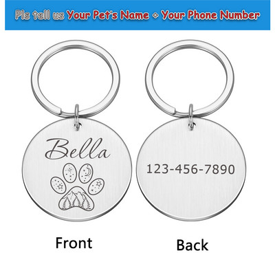 Etichetă de identificare personalizată pentru câine Etichete cu nume de etichetă personalizată gravată pentru identificare pentru animale de companie.