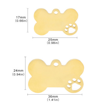 Pet ID Dog Tag Hollow Paw Bone Graved Tag DIY Free Custom Anti-Lost Personalized Name Key Chain Pet Tag for Pet Accessories