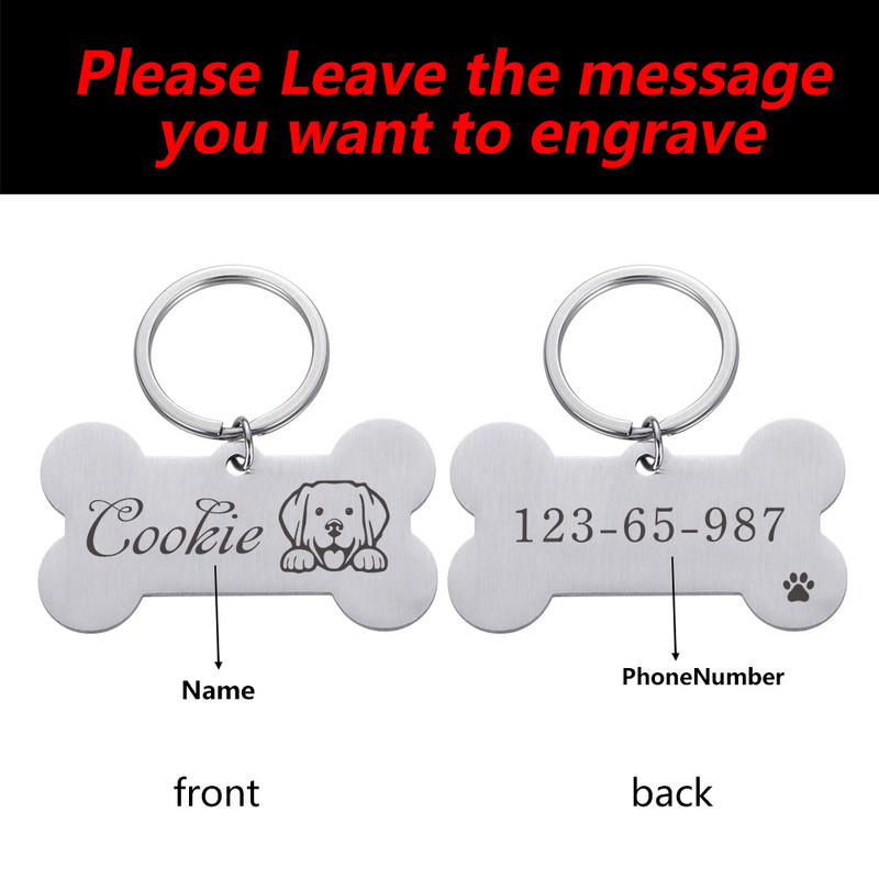 Διπλής όψης Προσαρμοσμένο όνομα Ετικέτες διεύθυνσης Ετικέτες κατοικίδιων σκύλων Κολάρο γάτας Αξεσουάρ Αναγνωριστικό κατοικίδιου Ετικέτες σκύλου Κολάρα από ανοξείδωτο χάλυβα Ετικέτα γάτας