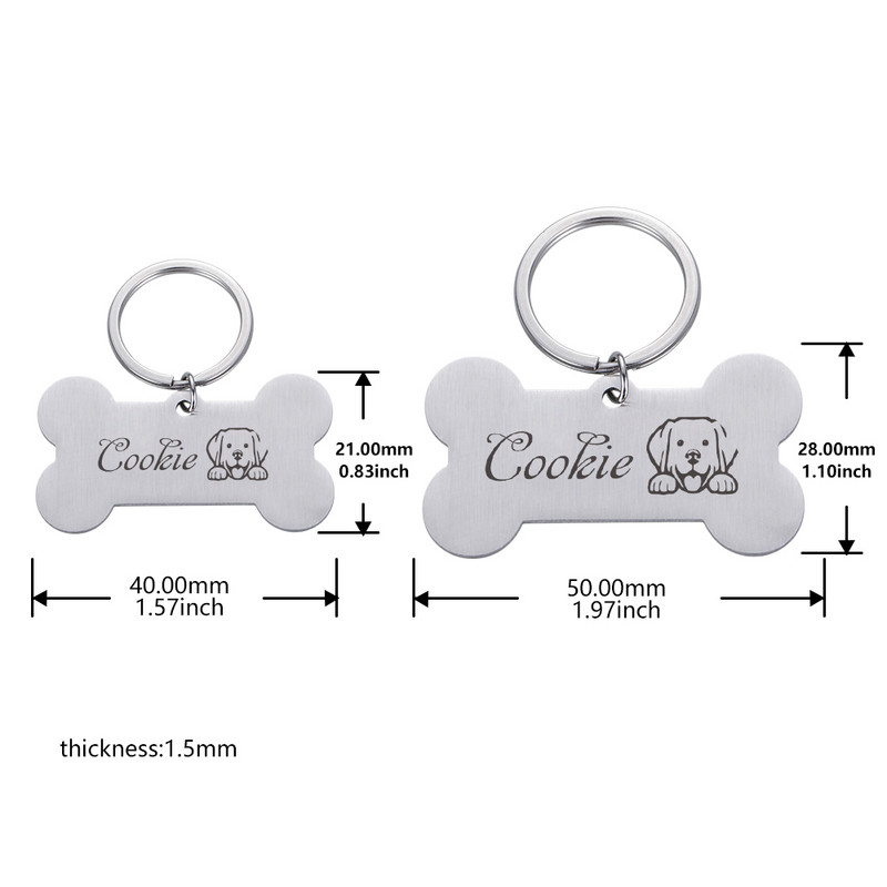 Διπλής όψης Προσαρμοσμένο όνομα Ετικέτες διεύθυνσης Ετικέτες κατοικίδιων σκύλων Κολάρο γάτας Αξεσουάρ Αναγνωριστικό κατοικίδιου Ετικέτες σκύλου Κολάρα από ανοξείδωτο χάλυβα Ετικέτα γάτας