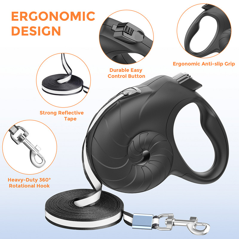 0 έως 15 κιλά Λουρί σκύλου 5 μέτρα Πτυσσόμενα λουριά κατοικίδιων για σκύλους Αξεσουάρ Πολυεστερικό σχοινί τρεξίματος για σκύλους