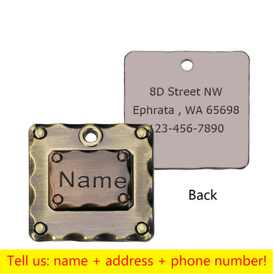 Etichetă gravată pentru câine pentru animale de companie Nume personalizat Telefon Bone Flower Nume pentru animale de companie pentru pisică Cățeluș Etichetă cu pandantiv Breloc Accesorii pentru animale de companie