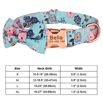 Guler personalizat pentru câini, consumabile pentru câini, guler de câine cu floare din nailon, gravat, personalizat, unisex, mediu mare, etichetă pentru produse pentru animale de companie