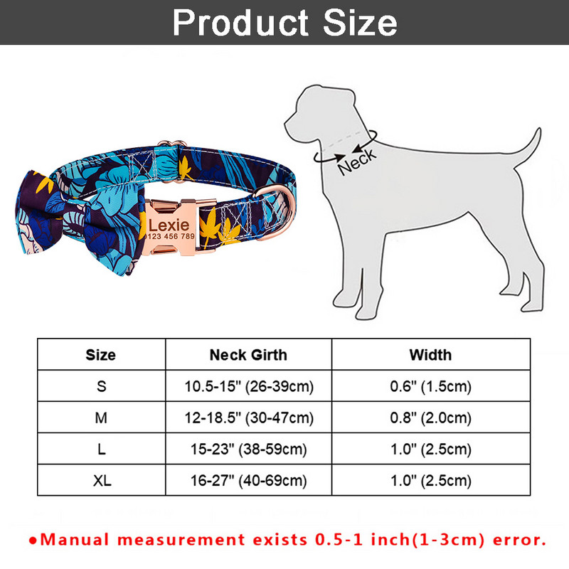 Guler personalizat pentru câini, consumabile pentru câini, guler de câine cu floare din nailon, gravat, personalizat, unisex, mediu mare, etichetă pentru produse pentru animale de companie