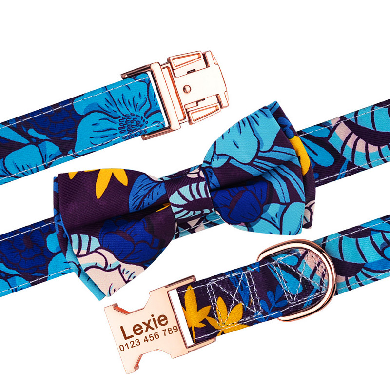 Guler personalizat pentru câini, consumabile pentru câini, guler de câine cu floare din nailon, gravat, personalizat, unisex, mediu mare, etichetă pentru produse pentru animale de companie