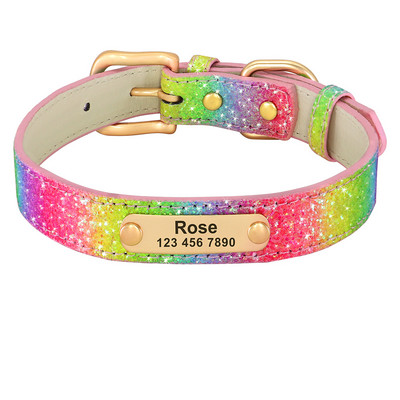 Zgarda personalizată Bling pentru câini, anti-pierdere cu sclipici ID, zgarda pentru câini, zgarda reglabilă pentru cățeluș pentru câini mici, mijlocii mari, chihuahua pug