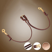 Lesă dublă pentru câini din piele naturală, fără încurcături, lesă dublă pentru câini, cuplaj, dresaj pentru animale de companie și conductoare de plimbare pentru 2 căței, câini mici și mijlocii